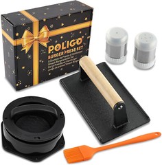 POLIGO 5PC Smash Burger Press Kit – Rectangle Smash Bacon Press and 4 in 1 mold