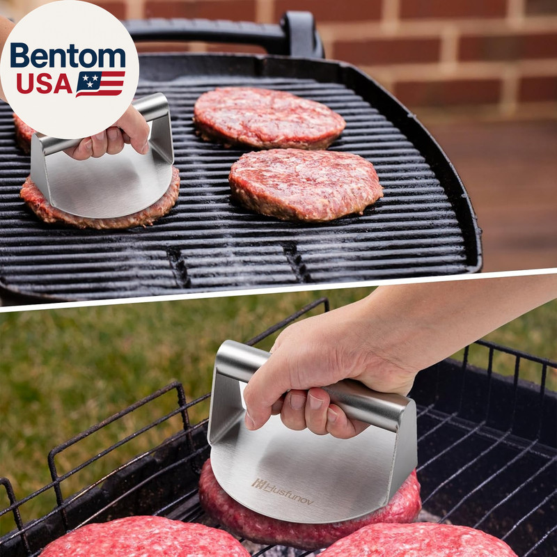 Stainless Steel Burger Press, 5.5 Inch round Smasher,Non-Stick Smooth Hamburger gallery