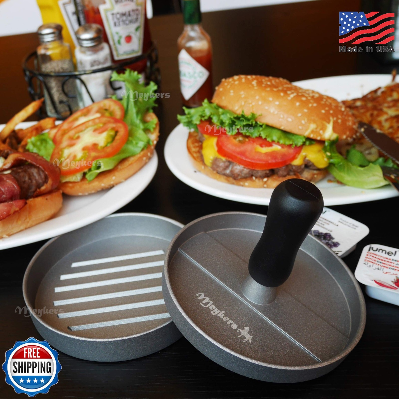 Meykers Burger Press 100 Patty Papers Set | Non-Stick Hamburger Press Patty Make gallery