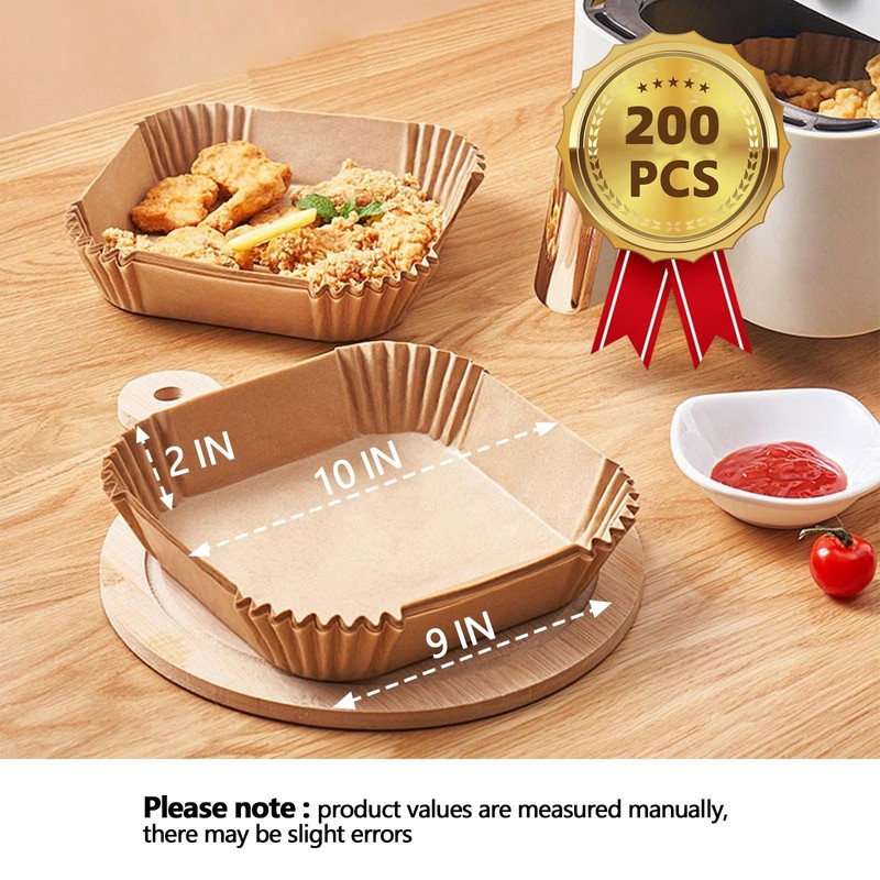 10 Inch Air Fryer Liners Disposable, 200Pcs Square 10 In, Copper gallery