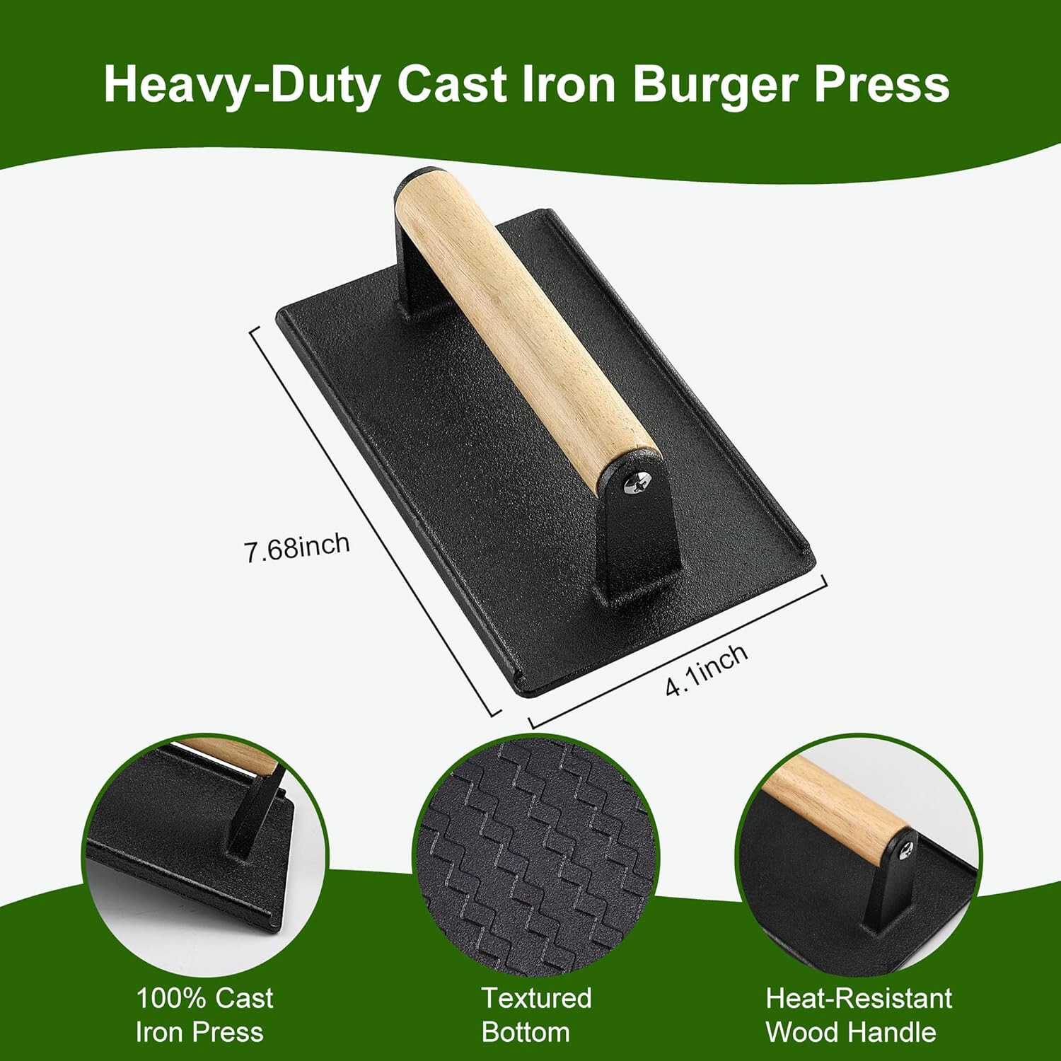 POLIGO 5PC Smash Burger Press Kit - Rectangle Smash Bacon Press and 4 in 1 mold gallery