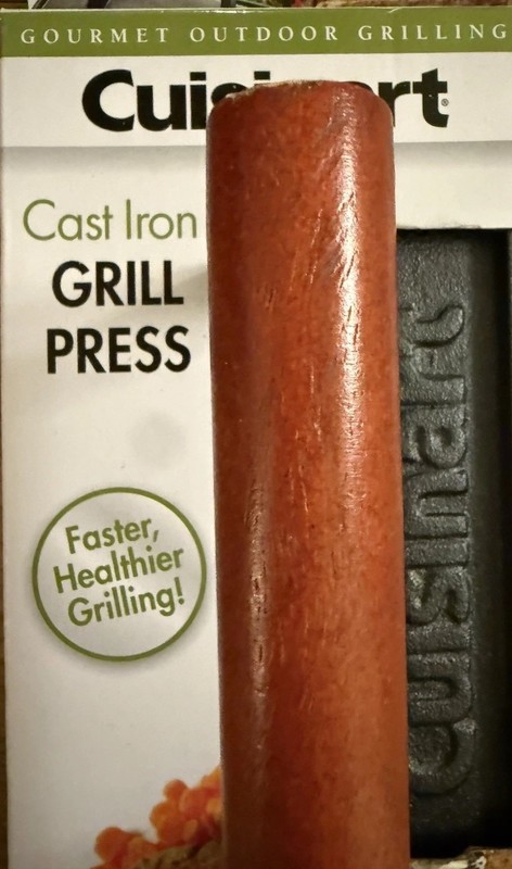 Cuisinart 9” Cast Iron Grill Press Nonstick Wooden Handle NEW gallery