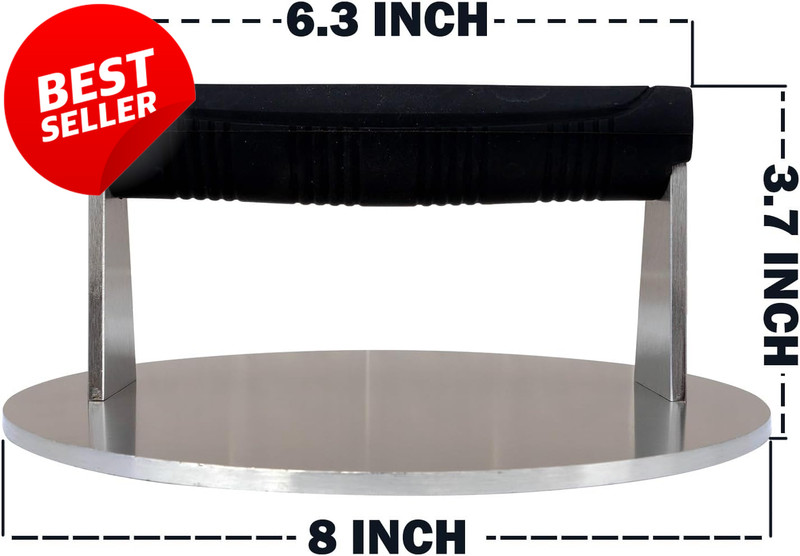 Stainless Steel Burger Press 3.25lb 8in Steak Weight BBQ Grill Tool - US gallery