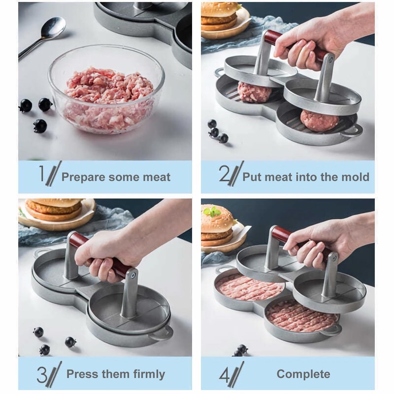 Double NonStick Stuffed Burger Press Hamburger Patty Maker for Meat Beaf 2 in 1 gallery