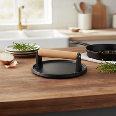 Burger Press 7″ round Heavy-Duty Cast Iron Smash Bacon Press Meat Steak