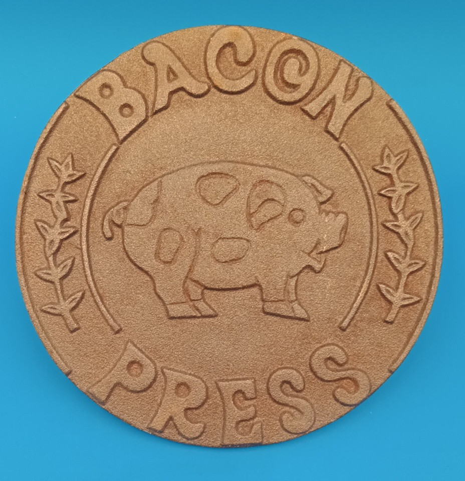 Vintage Cast Iron Bacon Grill Burger Press Heavy Duty Wood Handle gallery