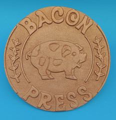 Vintage Cast Iron Bacon Grill Burger Press Heavy Duty Wood Handle