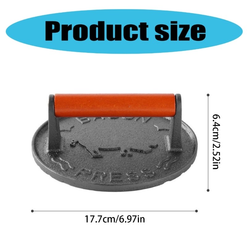 Cast Iron Burger Press Heat Resistant Heavy Duty Patty Maker with Handle gallery