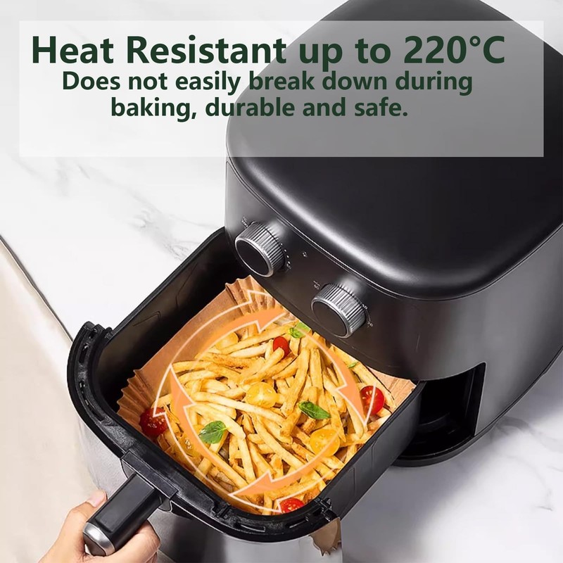 8 Inch Air Fryer Disposable Paper Liners, Non-Stick Parchment 7.9 Inch, Brown gallery