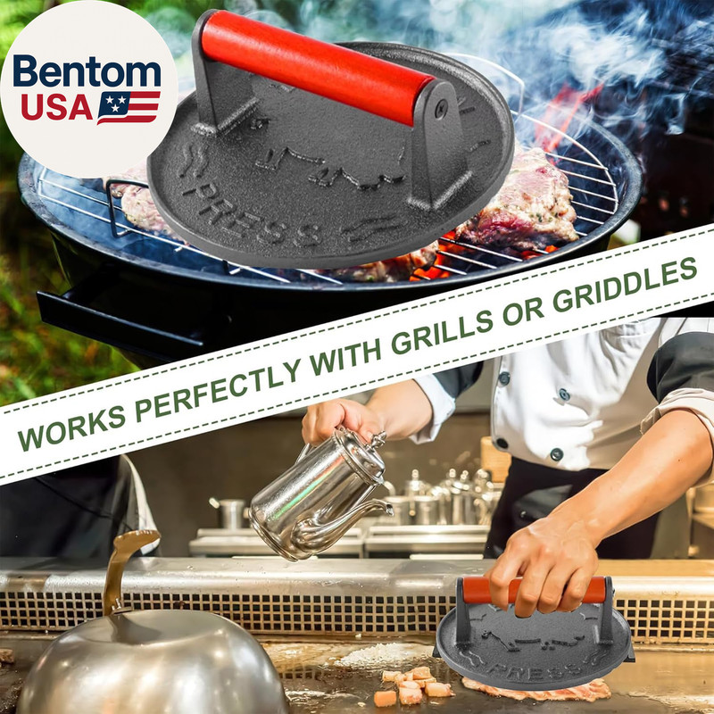 Burger Press with Professional Heavy Duty Cast Iron for Blackstone Griddle Grill gallery