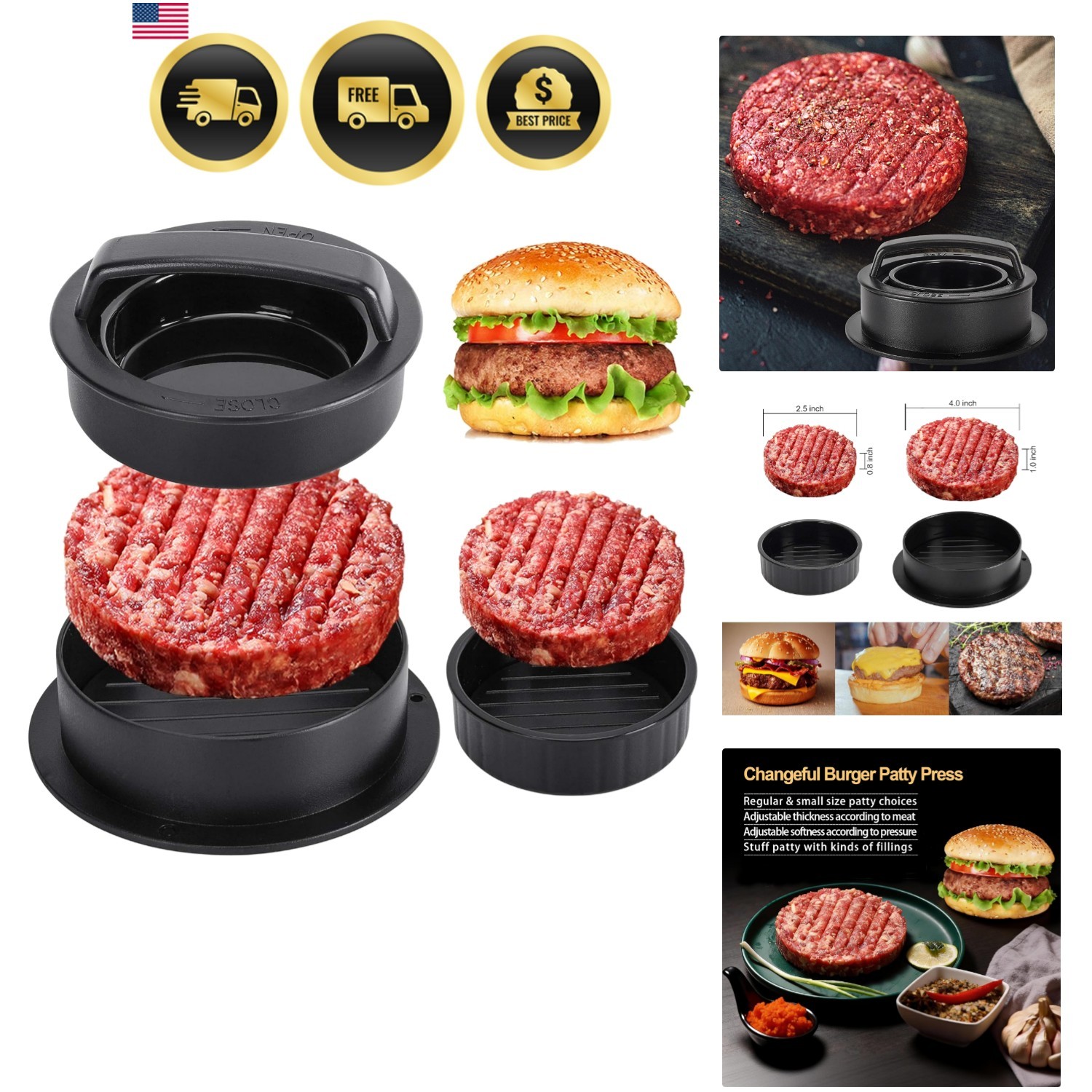 Burger Press Hamburger Patty Maker Slider Press Stuffed Burger Patty Press Re... gallery