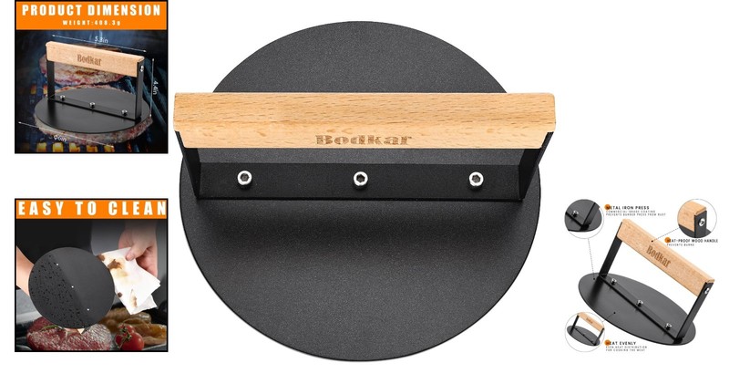 Sleek 6-Inch Grill Press for Perfectly Smashed Burgers - A Grilling Delight gallery