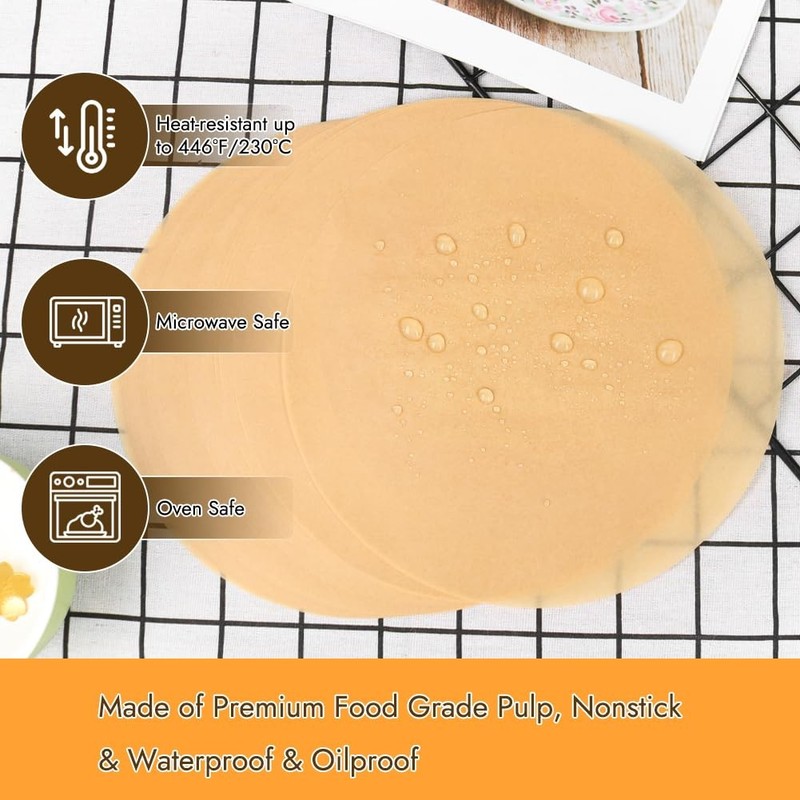 BYKITCHEN 14 Inch Parchment Paper Rounds, Non Stick Pizza 14, unbleached gallery