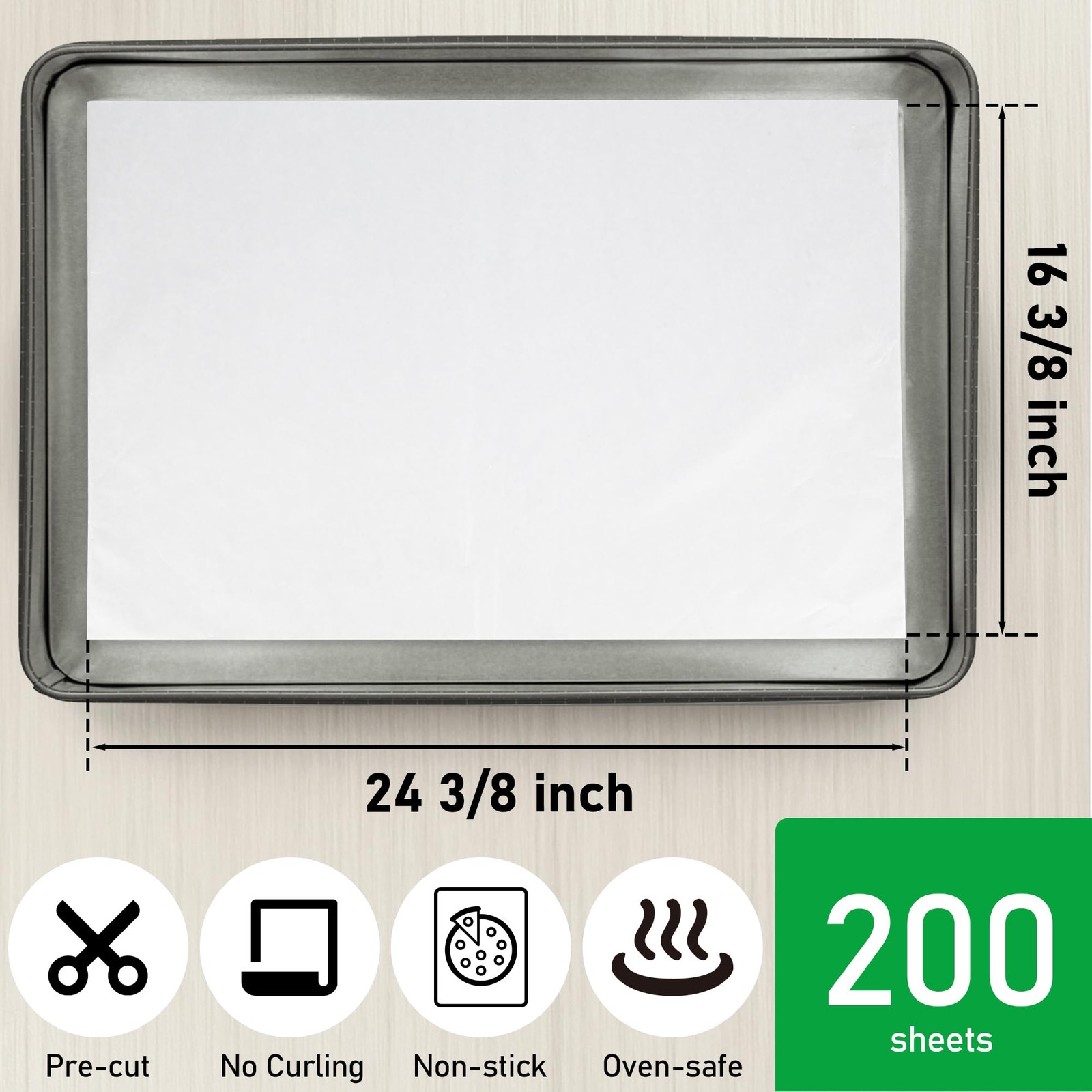 EcoDispose Non-Stick Precut Parchment Paper Baking Full pan-200PCS, White gallery
