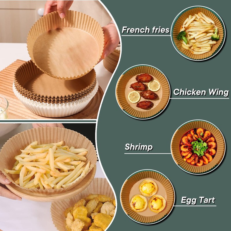 Air Fryer Liners Disposable 100 PCS-6.3 Round 7.9 (for 4-8 Qt), Natural gallery