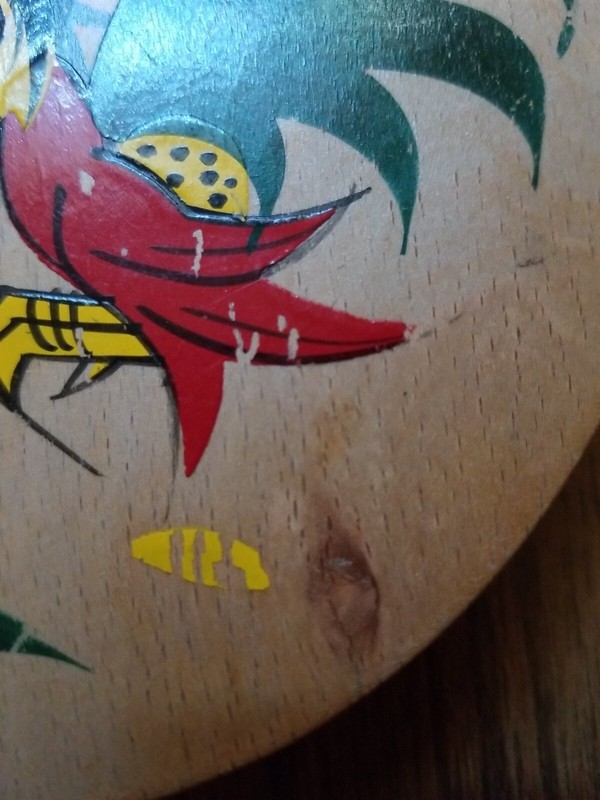 Vintage Fighting Rooster Hamburger Press Wooden Hand Painted Japan gallery