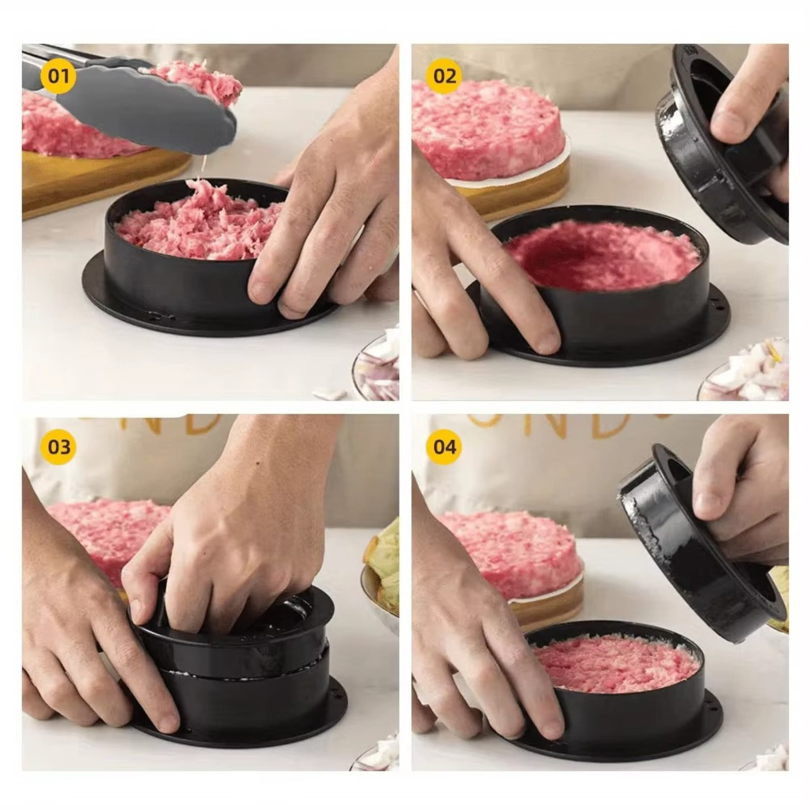 3 IN 1 Non Stick Stuffed Burger Press Hamburger Patty Molds Maker Sliders BBQ US gallery
