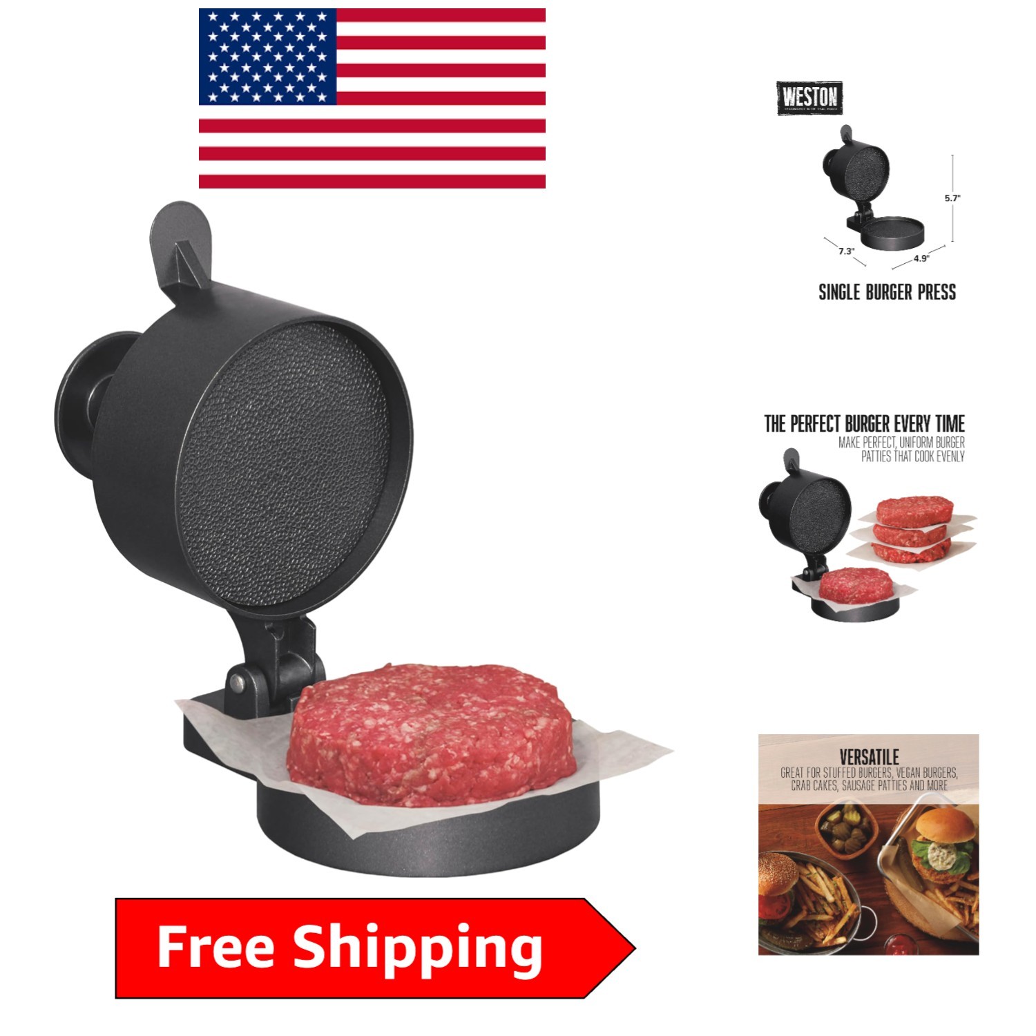 Burger Patty Maker - Non-Stick 4.5" Press with Spring Plunger for Ease gallery