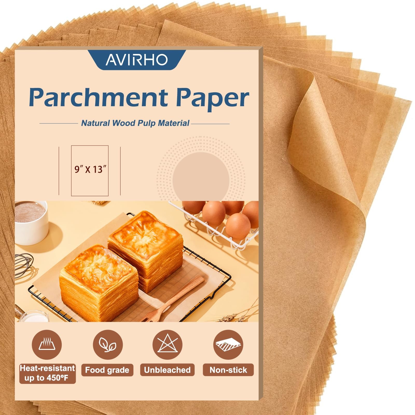 Parchment Paper Sheets 9x13 Inch – 70Pcs Precut 9*13in - 70pcs, Brown gallery