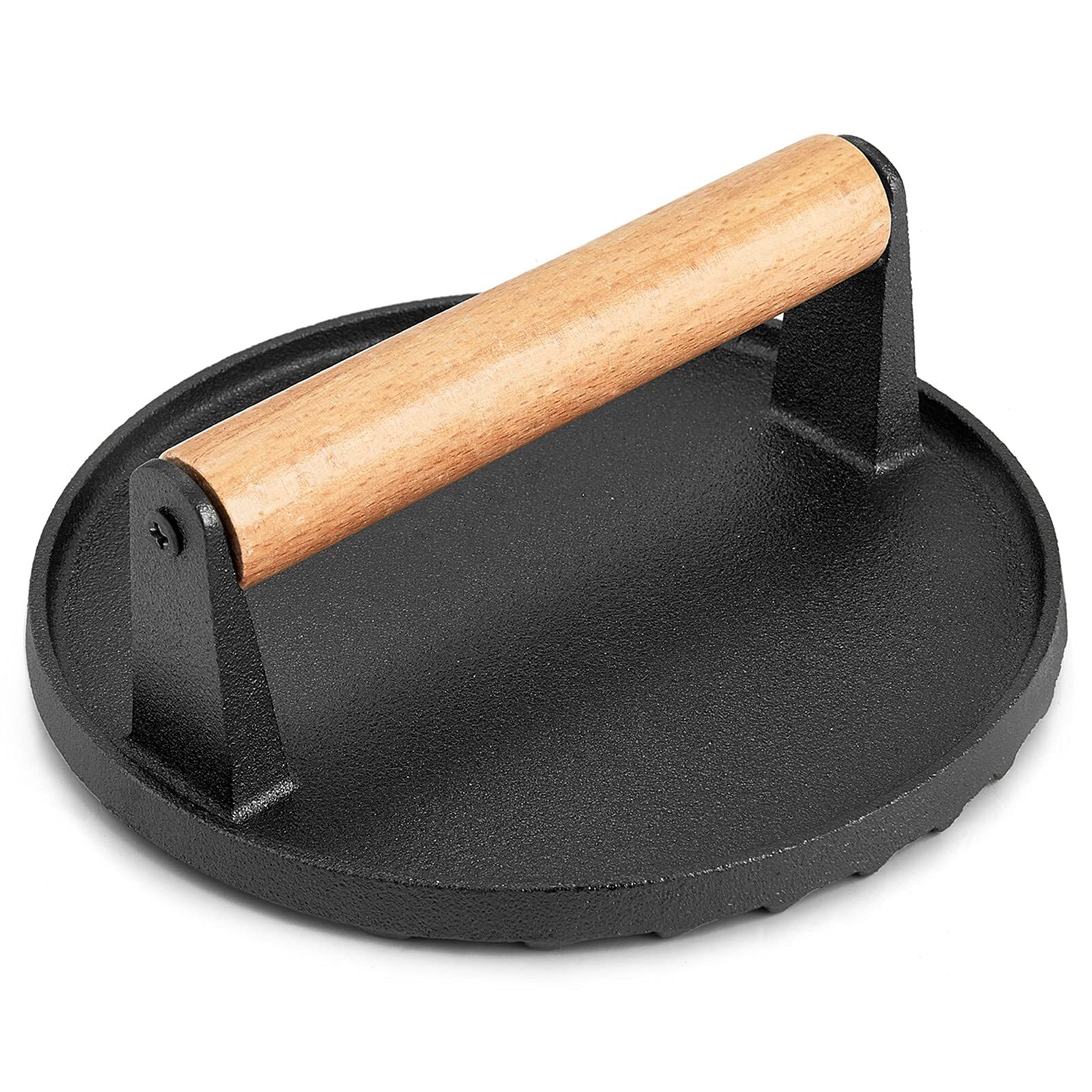 Single Cast Iron Grill Press Heavy Duty 7In Bacon Burger Press with Wooden Ha... gallery