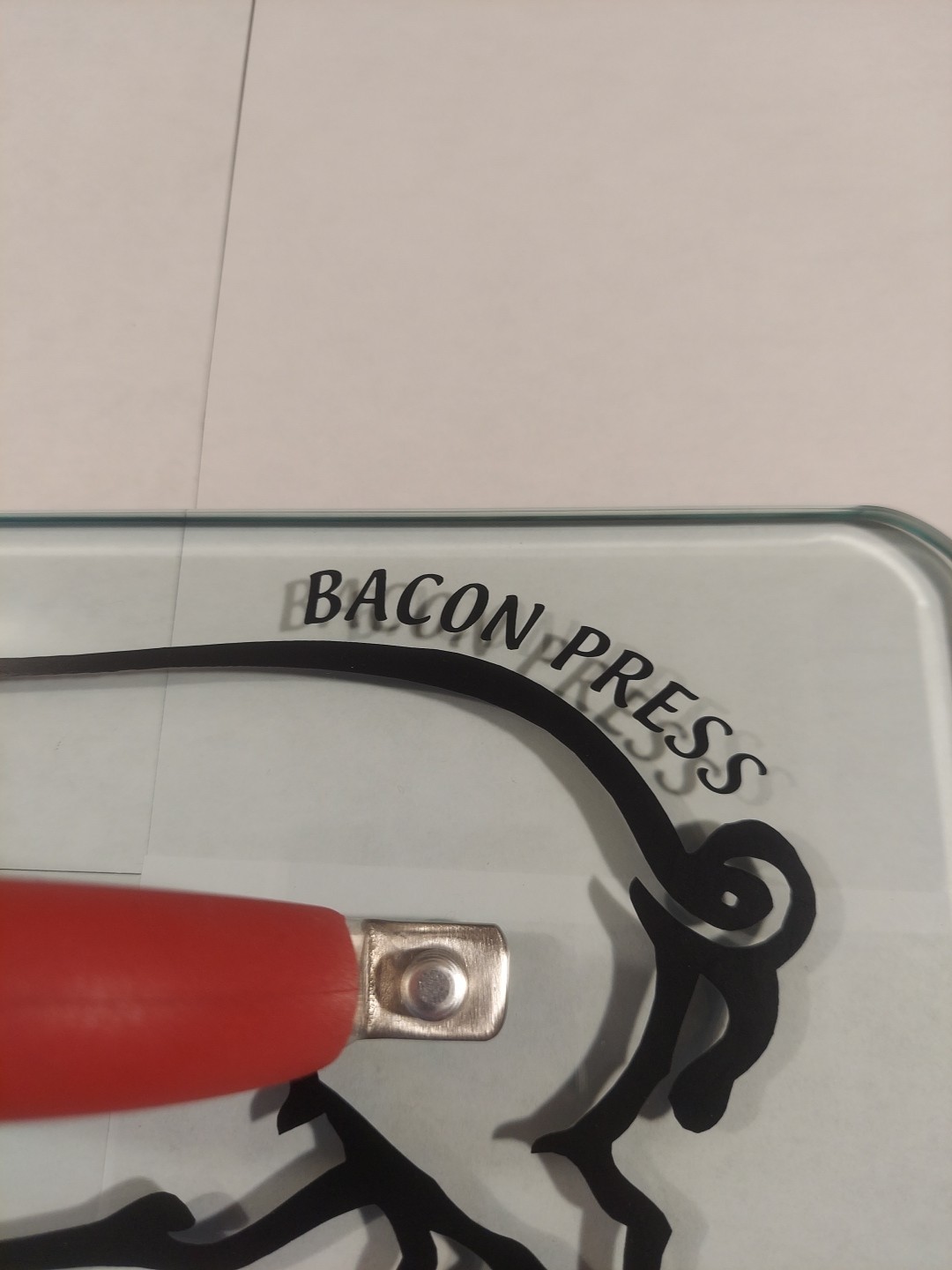 Prepology 2lb Glass Bacon Burger Press Pig Decal Gray Comfort Grip Handle Grill gallery