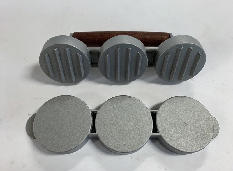 Mini Hamburger Patty Slider Press | Makes 3 | Metal w/ Wooden Handle | 10" Long gallery