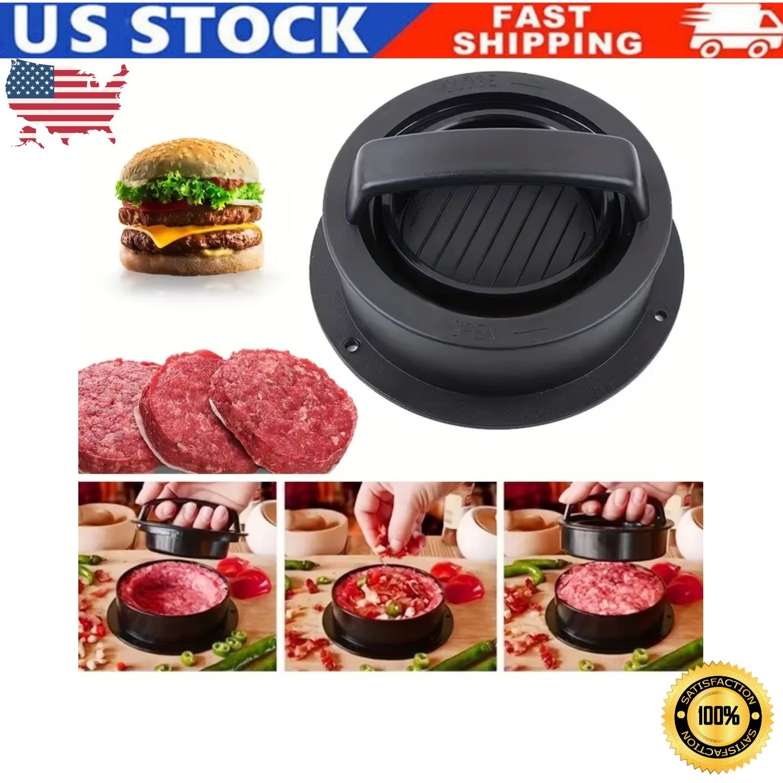 Non Stick Stuffed Burger Press Hamburger Patty Molds Maker Sliders Kitchen BBQ. gallery