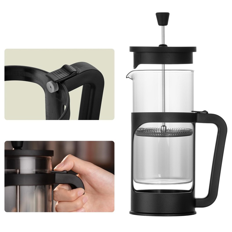French press, borosilicate glass French press coffee maker, 3 layer stainless... gallery