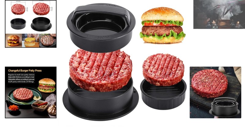 Effortless Patty Maker - 3-in-1 Burger Press with Parchment Papers Included gallery