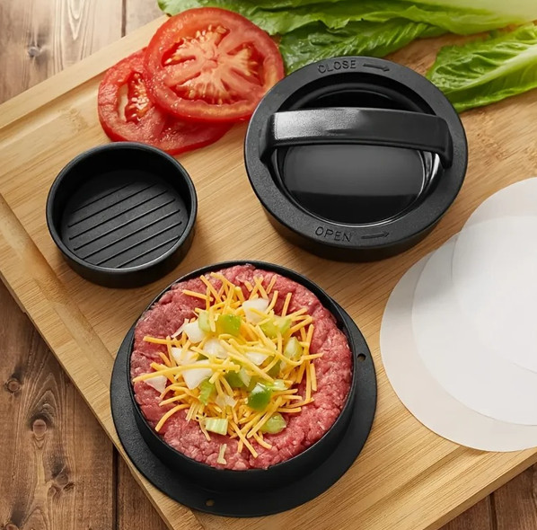 3 IN 1 Non Stick Stuffed Burger Press Hamburger Patty Molds Maker Sliders BBQ US gallery