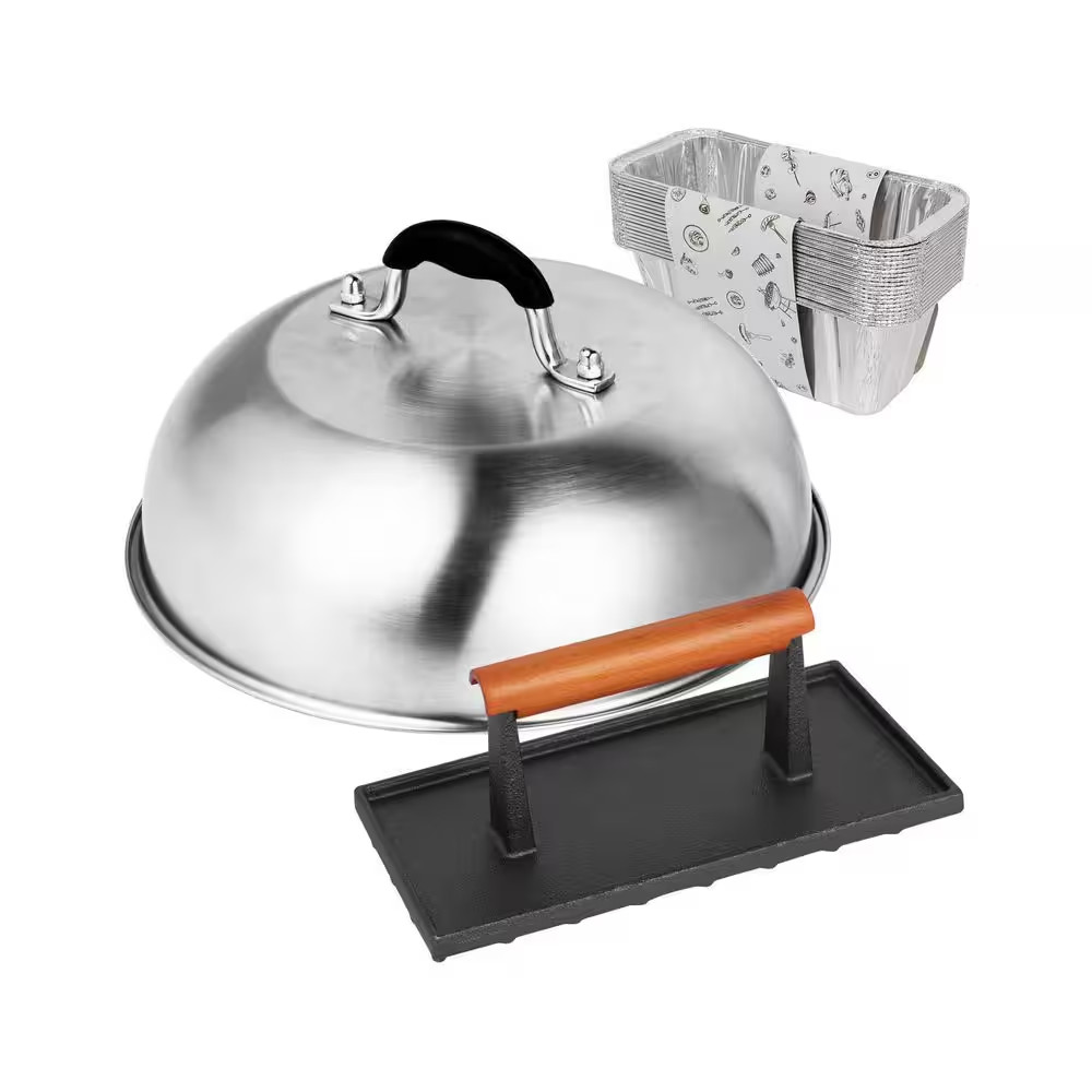 Specialty Tool Cast Iron Griddle Press with 12 In. Stainless Steel Melting Dome gallery