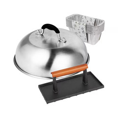 Specialty Tool Cast Iron Griddle Press with 12 In. Stainless Steel Melting Dome