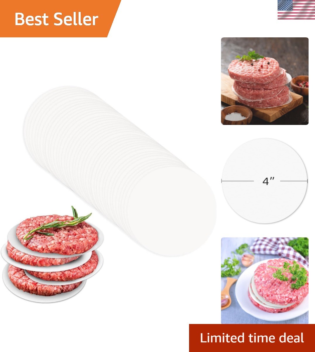100 Pcs Burger Patty Paper Hamburger Parchment Papers 4 Inch Non-Stick Round ... gallery