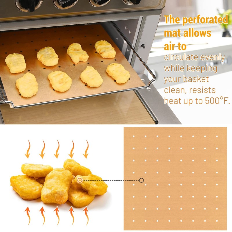 WMKGG 12 inch Square Air Fryer Liners 12"x12"-3 pcs Reusable Mat, Unbleached gallery