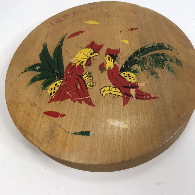 Vintage Wood Hamburger Press Country MCM Rooster Chicken Rustic Farmhouse gallery