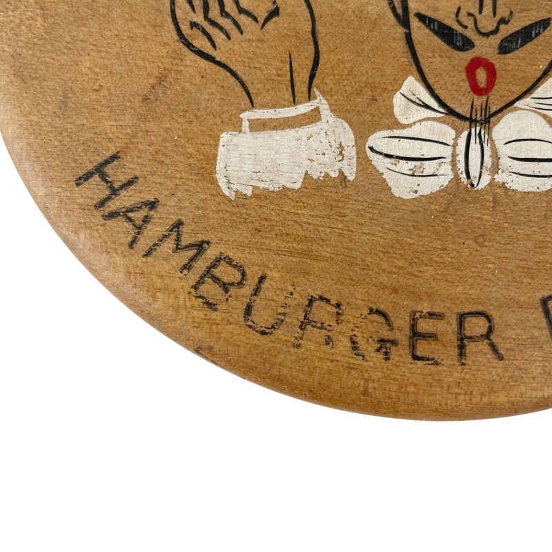 Vintage Wood Patty Press Hamburger Bun Size Chef French Italian Japan Kitschy 6" gallery