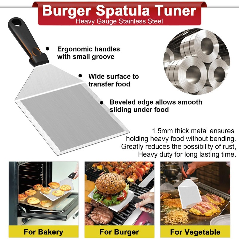 Smash Burger Kit Griddle Accessories 6Pcs, 9in Basting Cover with Grill Spatu... gallery