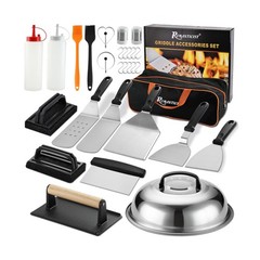 ROMANTICIST 29PCS Griddle Accessories Set – Flat Top Teppanyaki Spatula Set w…