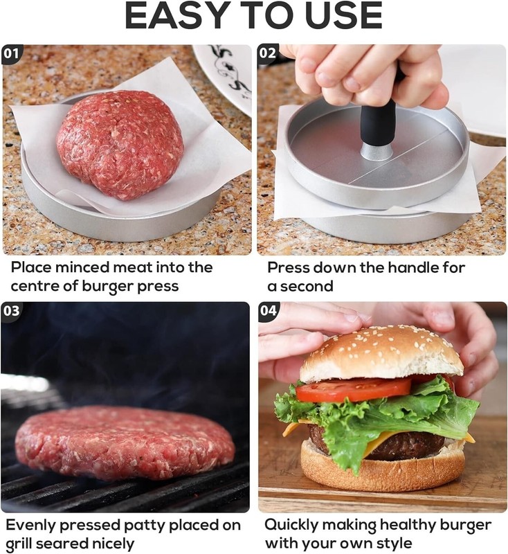 Conjunto De Prensa Para Hamburguesas Con Molde Antiadherente Para BBQ Antiadhere gallery