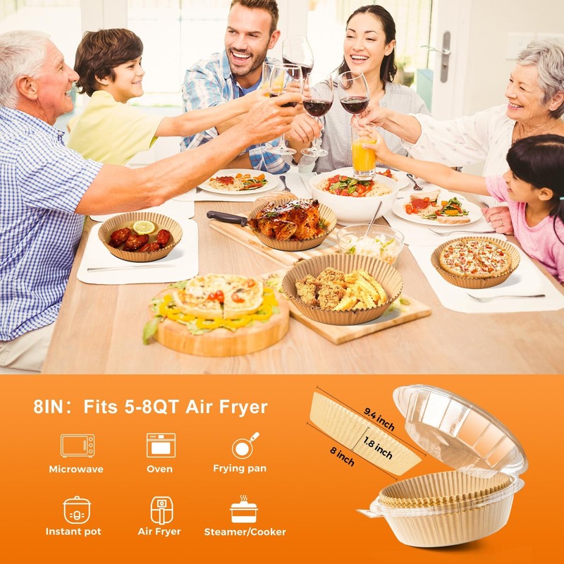 Air Fryer Liners Disposable - 50 PCS 8 Inch 8inch Round, Natural gallery