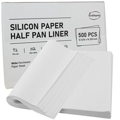 EcoDispose Non-Stick Precut Parchment Paper Baking Half Pan -500pcs, White