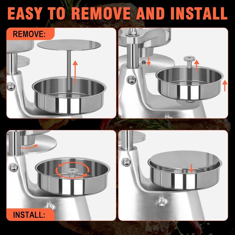 Commercial Burger Patty Maker 3 in 1 Stainless Steel Heavy Duty Hamburger Pre... gallery