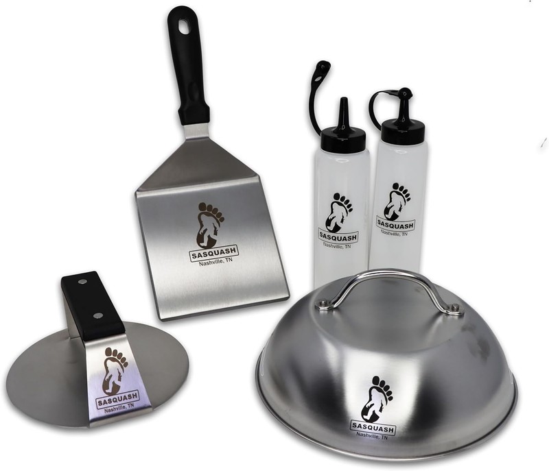 The Sasquash - 6" Heavy Duty Extra Wide Flat Handle Smashed Burger Press - Co... gallery