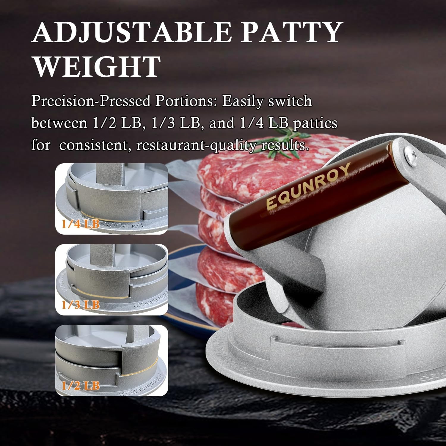 Hamburger Press Patty Maker, 3-in-1 Adjustable Burger Shaper Mold for 1/2 lb,... gallery