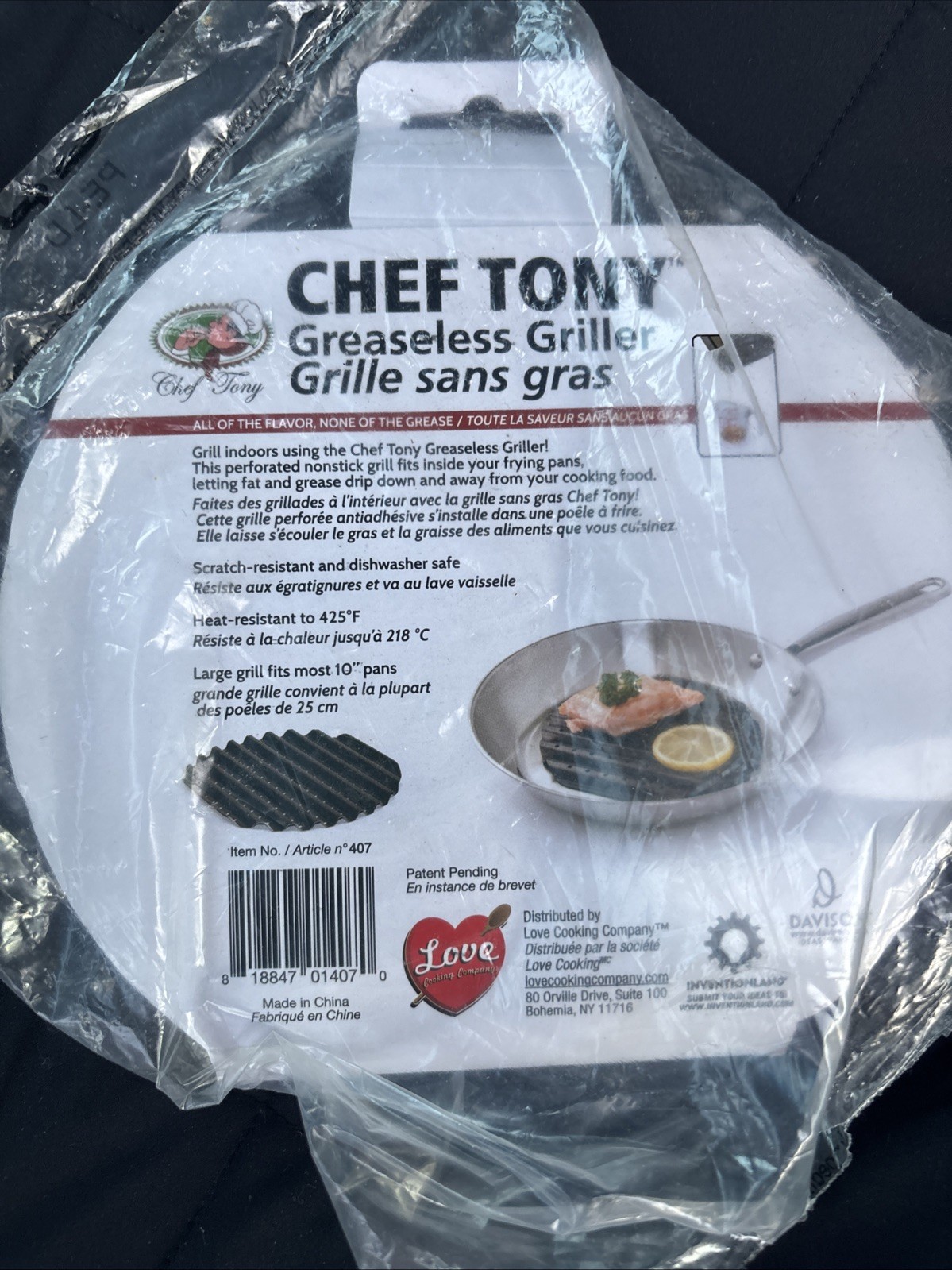 NEW Chef Tony Greaseless Griller MEDIUM FITS MOST 10 INCH PANS gallery