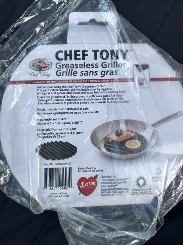 NEW Chef Tony Greaseless Griller MEDIUM FITS MOST 10 INCH PANS gallery