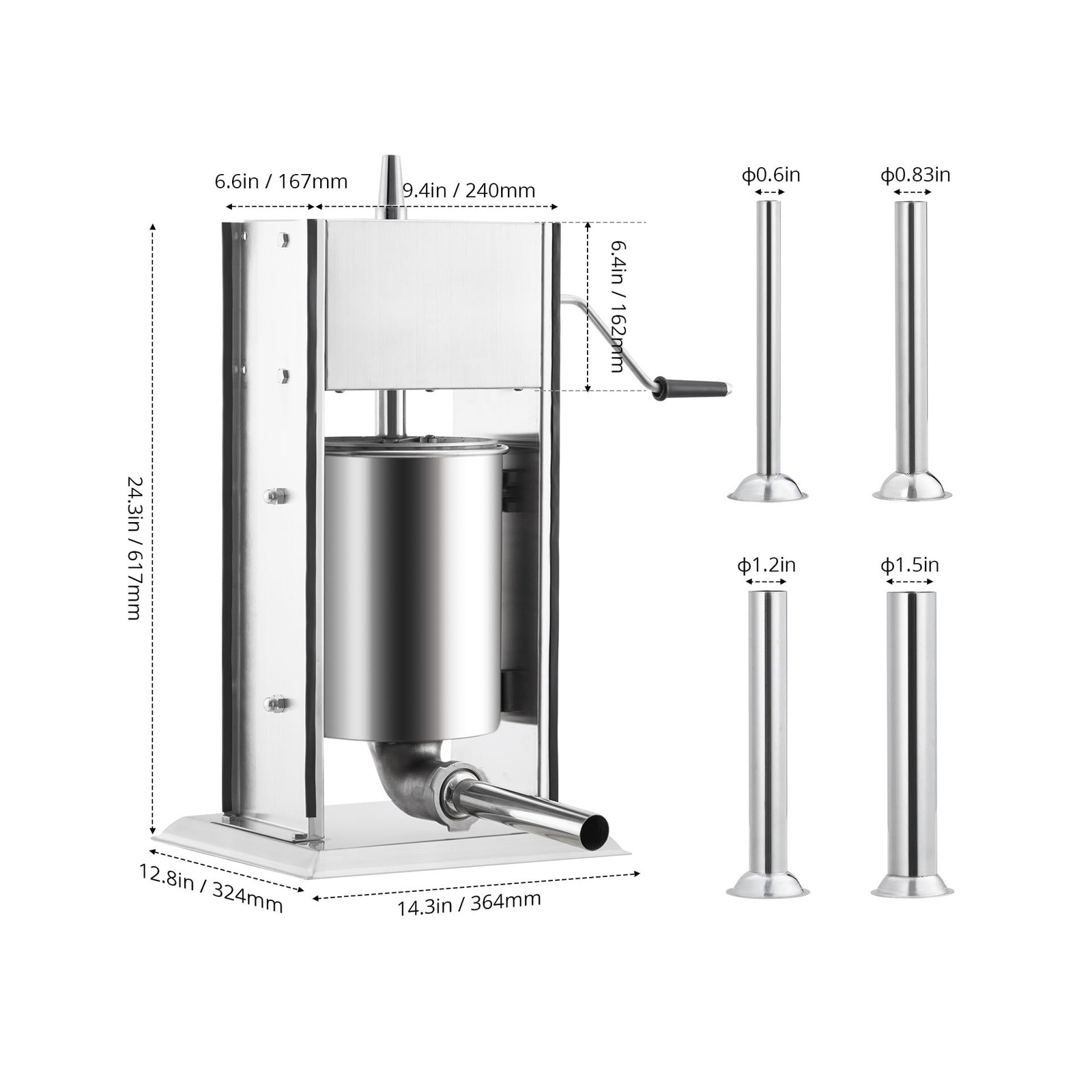 10L Manual Sausage Stuffer, Stainless Steel Vertical Sausage Maker Vertical M... gallery