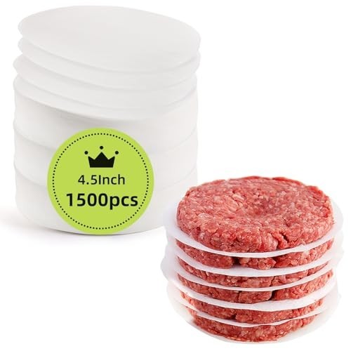 1500pcs Non-Stick Hamburger Patty Paper, 4.5" Round Wax Sheets for Freezing & BB gallery
