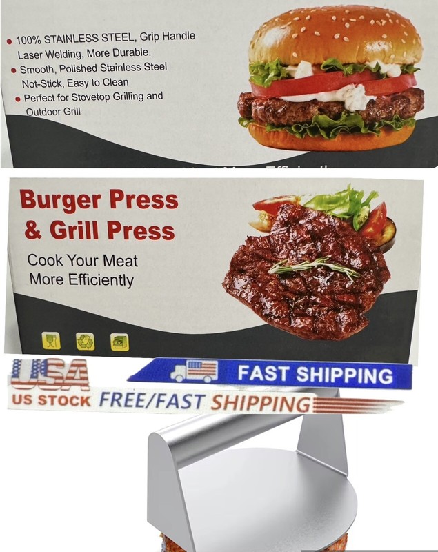 Stainless Steel Smash Burger Press,6.3 Inch Round Grill Press, Smashed Hamburger gallery