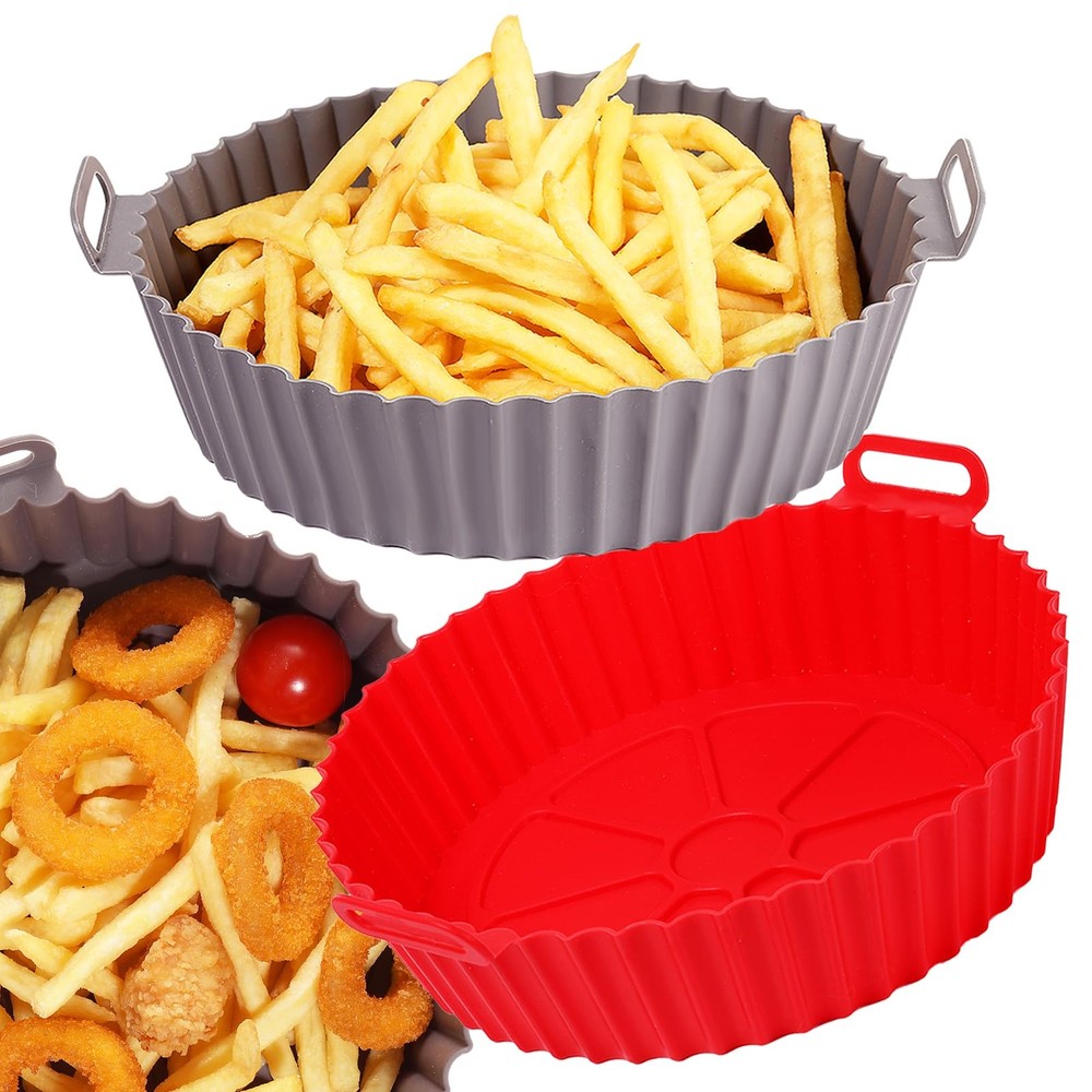 Somoga Air Fryer Silicone Liners Pot for 3-5QT 6.5inch-2PCS, Silicone-Round